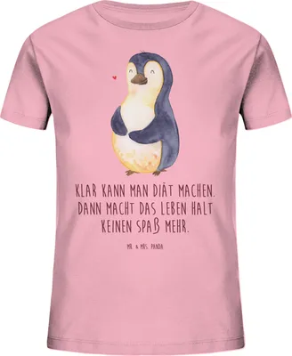 Produktbild von Mr. & Mrs. Panda Kleinkinder T-Shirt Pinguin Diät 12-14 Jahre (152/164) - Baumwolle Pink - Geschenk, Selbstliebe, Kindershirt, Motivation, Organic Kinder, Teenager, Kurzarm