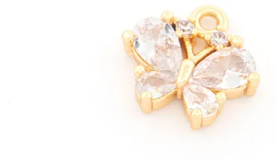 Produktbild von Vintageparts Zirkonia-Anhänger Schmetterling aus Messing mit 18K Goldbeschichtung 10 mm, 1 Stück
