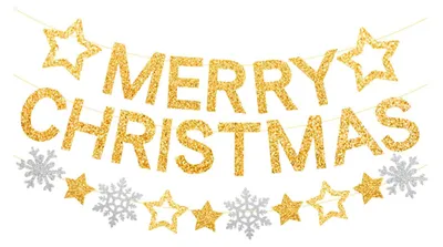 Weihnachtsgirlande gold mit Stern & Schneeflocken, Banner