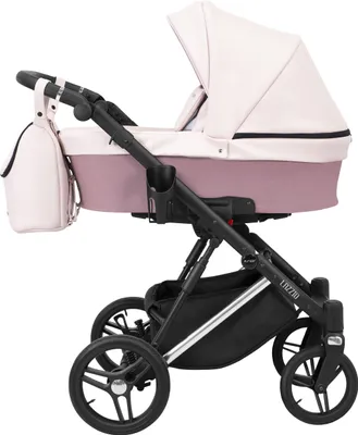 Produktbild von Kinderwagen LAZZIO PREMIUM Babywagen Babyschale Kinder Wagen Set 1 in 1 (rosa + eco, Rahmenfarbe: Silber)