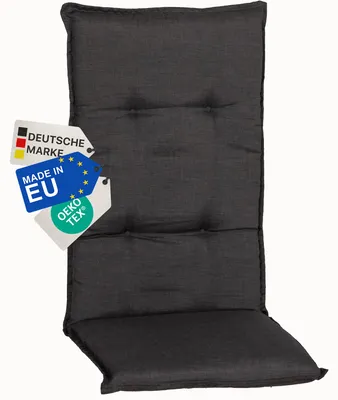 Produktbild von NYVI Gartenstuhl Auflage Hochlehner Barcelona - UV-Beständig, Atmungsaktiv, Strapazierfähig - Hochlehnerauflage Sitzkissen Outdoor - Sitzauflagen für Gartenstühle 118x50cm Dunkelgrau