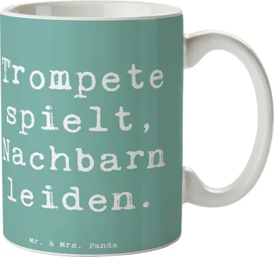 Produktbild von Mr. & Mrs. Panda Tasse Spruch Trompete Freude - Meeresbrise - Geschenk, Kaffeetasse, Musik, laut, Becher, Musikerleben, Blasinstrumente, Nachbarschaft, haferl, Musikübung