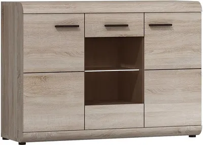 Image de Commode vitrée avec éclairage LED CLAUDIO 120 – chêne sonoma