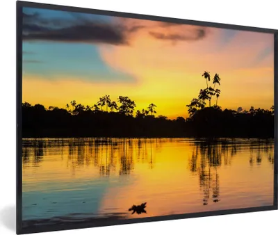 Produktbild von MuchoWow® Gerahmtes Poster Wasser - Natur - Sommer - Himmel 90x60 cm - Poster mit Schwarzem Bilderrahmen Wandposter Rahmen Foto Bilder - Fotorahmen - Foto-Plakat