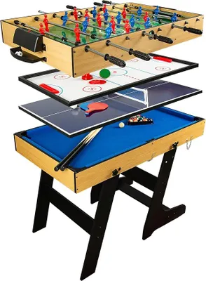 Imagen del producto de Mesa de juegos multifuncional de madera, con 15 actividades diferentes, que incluye un juego de fútbol de mesa