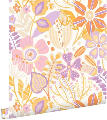 Obrázek produktu pro ESTAhome tapeta květinový vzor fialová a oranžová 50 x 900 cm