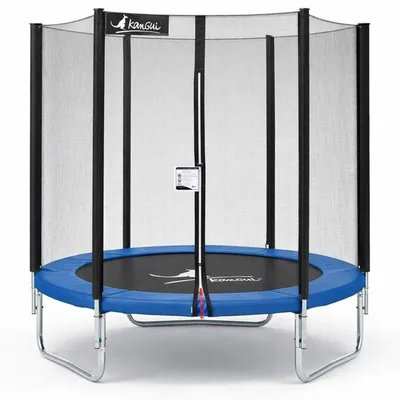 Produktbild von KANGUI Trampolin rund Ø180-183 cm mit Sicherheitsnetz, 36 Kegelfedern, Blau, 1 Benutzer, CE EN 71-14