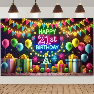 Produktbild von Neon Geburtstagsschmuck für 21-Jährige - Geburtstagsdekoration - Partydekoration - Ballons - Geburtstagsschmuck - 21. Geburtstag - Partydekoration