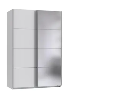 Produktbild von Schwebetürenschrank >AALST< in WEISS / SPIEGEL - 135x208x65cm (BxHxT)