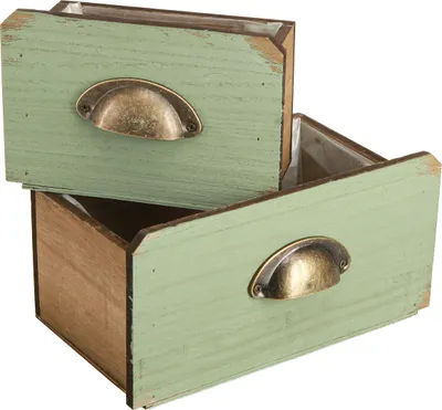 Produktbild von Pflanzkasten Holz Shabby Dekoschubladen 22/18cm 2er Set Vintage