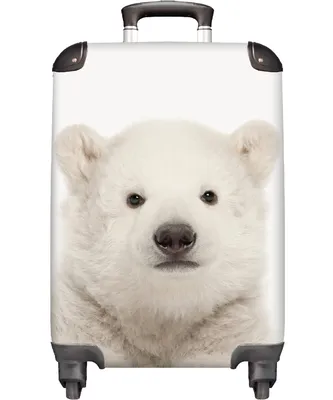 Obrázek produktu pro NoBoringSuitcases.com® Kufr Příruční zavazadlo Kufr na kolečkách Malý cestovní kufr na 4 kolečkách - Lední medvěd - Bílý - Děti - Lední medvěd - Kabina Velikost < 55x40x23 cm a 55x40x20 cm - Foto kufr - Kabinový kufr - Palubní zavazadlo - Dětský kufr - Dětský vozík.