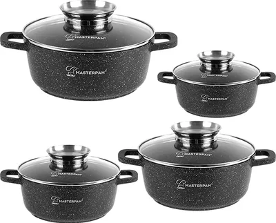 Produktbild von Masterpan 8-teiliges Antihaft-Topfset,Induktion,16/20/24/28cm,Topfset MP2148