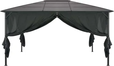 Immagine prodotto di Padiglione da giardino con tenda in alluminio 4×3×2,6 m nero
