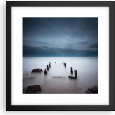 Produktbild von Gerahmtes Poster - Schwarzer Rahmen - Wellenbrecher Nebel Nacht - 30x30 cm - Wand Bild - Wanddeko - Wandbilder - Kunstposter - Wandposter - Bilderrahmen - Bilder - Kunstdruck - P2BAC30x30-4416