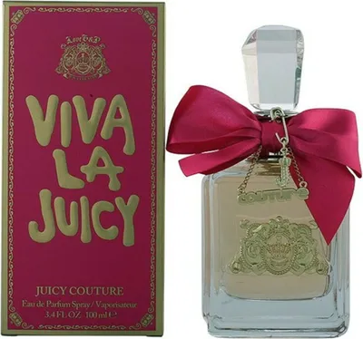 A box and bottle of Juicy Couture Viva La Juicy perfume.
