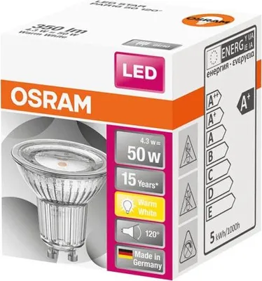Image de Osram STAR Ampoule LED Blanc chaud 2700 K 4,3 W GU10 G