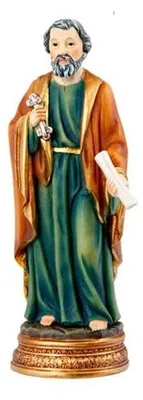 Apostelfigur Petrus, handbemalt, Kunstharz, 4x4x12 cm