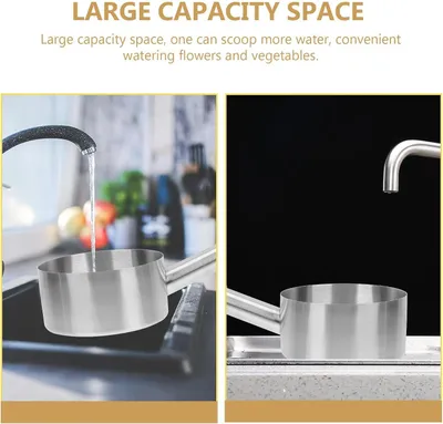 Produktbild von Verstärkte Wasserschöpfkelle aus Edelstahl mit langem Stiel | Silber, ergonomischer Griff, für Küche und Garten, robuste Ausführung für den täglichen Gebrauch