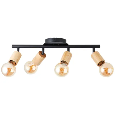 Zdjęcie produktu dla Brilliant Lampe Tiffany lampy punktowe 4flg czarny mat/naturalny brąz 4x A60, E27, 28 W