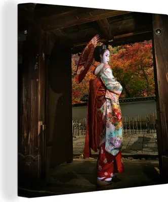 Obrázek produktu pro OneMillionCanvasses® - Obraz na plátně - Gejša v Gionu v Japonsku, nástěnná malba, nástěnné dekorace obrazy obývací pokoj, 90x90cm