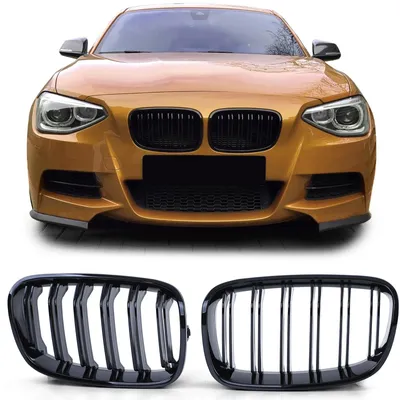 Sport Kühlergrill Doppelsteg SCHWARZ GLANZ passend für BMW 1er F20 F21 2010-2014 – Produktansicht