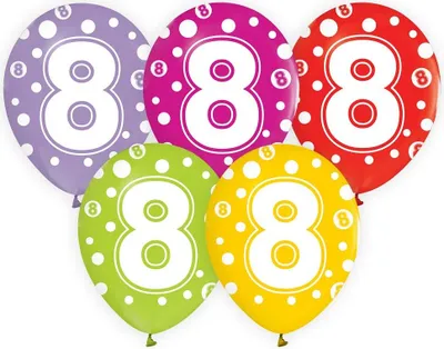 Image de Ballons numéro 8 Anniversaire 12" 5pcs Godan