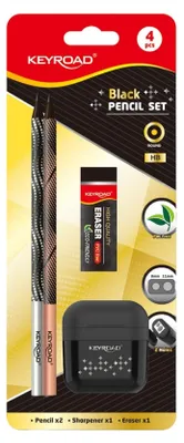 Produktbild von KEYROAD Black Pencil Set – Schulset, schwarz, Blisterverpackung