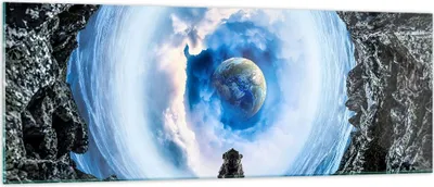 Produktbild von Bilder auf glas - Kosmos Planet - 140x50cm - Glasbilder - Wandbilder - Kunstdruck - zum Aufhängen bereit - Wanddekoration aus Glas - Glas Bilder - Wandbild auf Glas - Einteilig - GAB140x50-4025