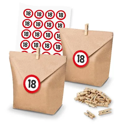 Produktbild von itenga SET Geschenktüten Verkehrszeichen 18 (103) 24x Tüten+Klammern+Sticker