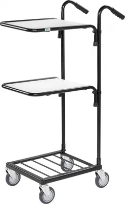 Produktbild von Kongamek Mini- Servierwagen in schwarz mit 2 Ladeflächen 410x355mm und Bremse