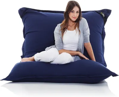 Produktbild von Smoothy Classic Sitzsack XXL aus 100% Baumwolle - 180x140 cm Riesensitzsack für Wohnzimmer & Kinderzimmer - Bodenkissen Marine-Blau