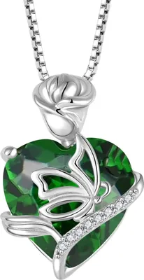 Zdjęcie produktu dla Naszyjnik Birthstone Ladies 925 Srebrny naszyjnik wisiorek Szmaragd