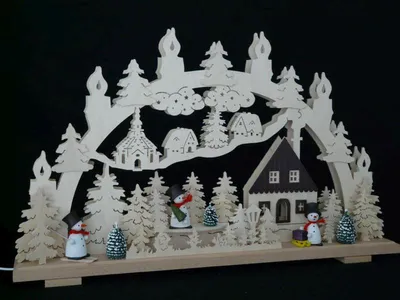 Produktbild von Schwibbogen mit Schneemänner und Beleuchtung BxHxT 70x43x7cm NEU