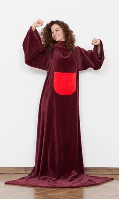 Produktbild von Kanguru Ärmeldecke mit Tasche, Bordeaux, 140 x 210 cm, Fleece