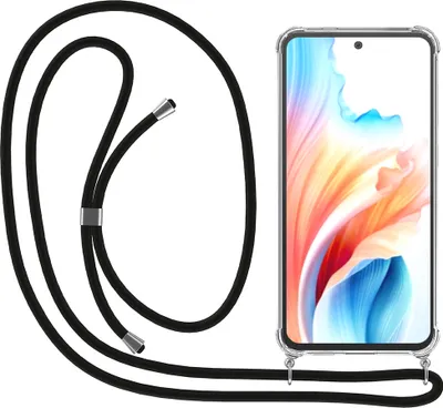 Image de Smartphonica Phone Case Suitable for Oppo A2 / A79 with Cord and Bumper - Case with Phone Cord - TPU Backcover Case Shockproof with Lanyard - Transparent