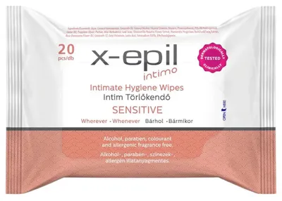 Productafbeelding van X-Epil Intimo Sensitive - intieme vochtige doekjes - 20 stuks