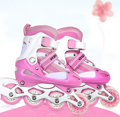 Produktbild von WYCTIN Kinder Rollschuhe verstellbar Größe S (31-34) Roller Skates Rosa