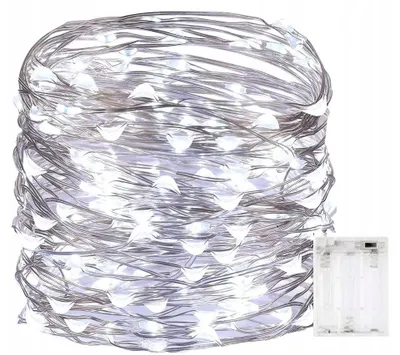 Produktbild von LED-Weihnachtslichter 100 Dioden 10 m Draht Batterie kaltweiß Girlande Raltek