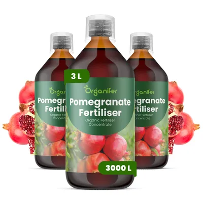 Produktbild von Granatapfel Flüssigdünger 3x1L – 2-1-8 NPK – Flüssig-Pflanzendünger für Granatapfel – Organifer