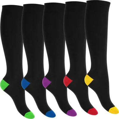Produktbild von Footstar Hohe Baumwollsocken für Kinder (5 Paar) mit kontrastierender Ferse und Spitze - Fun-Farben