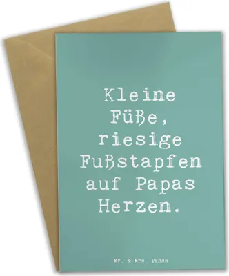 Produktbild von Mr. & Mrs. Panda Grußkarte Spruch Baby Herzabdrücke - Meeresbrise - Geschenk, Fußstapfen, Geburtstage, Neugeborenes, kommunionskarte, Familienleben, hochzeitskarten, Papa