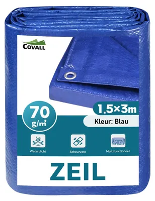 Obrázek produktu pro Voděodolná plachta, 70 g/m² – modrá, 1,5 x 3 m, větruodolná, odolná proti protržení