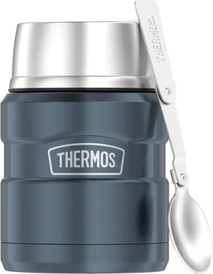 Produktbild von Thermos Edelstahl Thermobehälter - Isolierte Lebensmittelbox mit Löffel, 470 ml, Grau