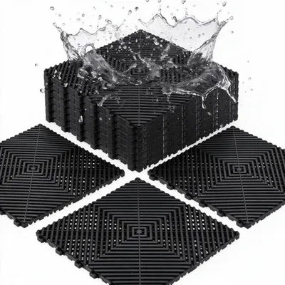 Garagevloeren 20 Stück, 40x40 cm, 18 mm, schwarz, Drainagematte