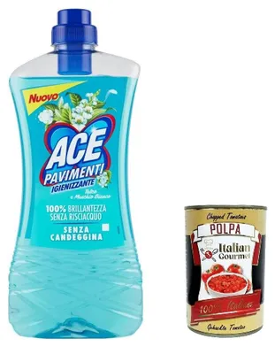 Produktbild von 3x Ace Pavimenti Igienizzante Talco e Muschio Bianco, Bodenreiniger, Talkum und Weißer Moschus 1 Lt + Italian gourmet polpa 400g