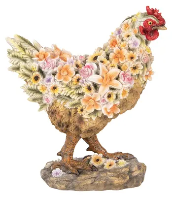 Imagen del producto de Clayre & Eef, figura decorativa de gallina, 27x16x31 cm, color marrón, material: plástico