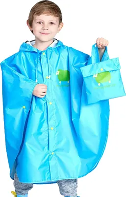 Produktbild von Regenponcho Kinder Regencape Mädchen Jungen 100% regenfest Tragbar Faltbar Regenmantel Kinder Regenponcho Fahrrad mit Aufbewahrungstasche Regenjacke Kinder Wasserdicht Atmungsaktiv 100-130cm