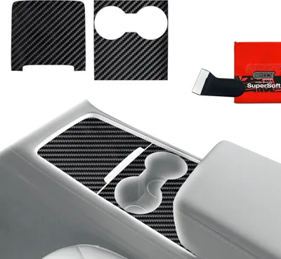 Image de Films de protection 2 en 1 pour console centrale - Tesla Model 3 (2021-2025) - Aspect carbone brillant - Grizz Protector