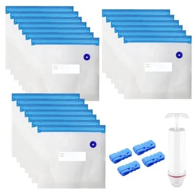 Vakuumbeutel 20er-Pack, 21x22 cm, BPA-frei, wiederverwendbar