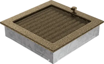 Zdjęcie produktu dla Kratka wentylacyjna kominkowa 22x22 czarno-złota z żaluzją